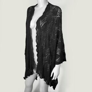 Crochet Knit Wrap Women OS Black Open Knit Whimsygoth Wrap Shrug